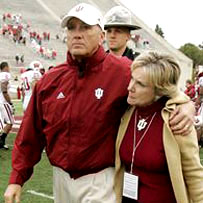 Coach and Mrs. Hoeppner on the field at Miami University.  