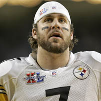 Ben takes it all in while prior to the start of Super Bowl XL.