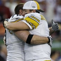 Brett Keisel and Ben prior to the Super Bowl.