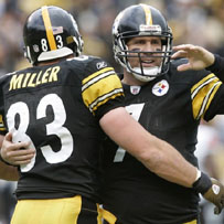 Ben and Heath celebrate in the second quarter.