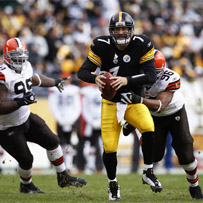 Ben escapes the grasp of  Brown's David Bowens in the first half of their game on October 18th, 2009.