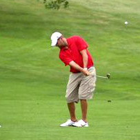 Ben at the Challis Golf Tournament yesterday. Photo: Lucy Schaly 